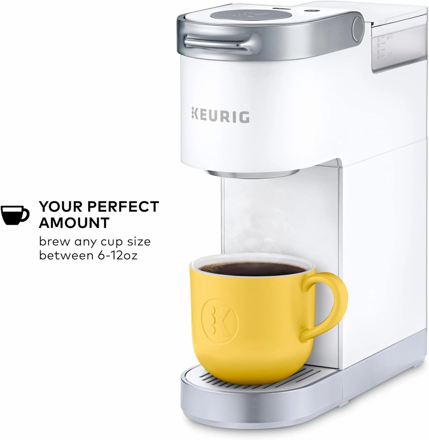 Keurig K-Mini Plus Single Serve K-Cup Pod Coffee Maker, with 6 to 12oz Brew Size, Stores up to 9 K-Cup Pods, Travel Mug Friendly, Matte White