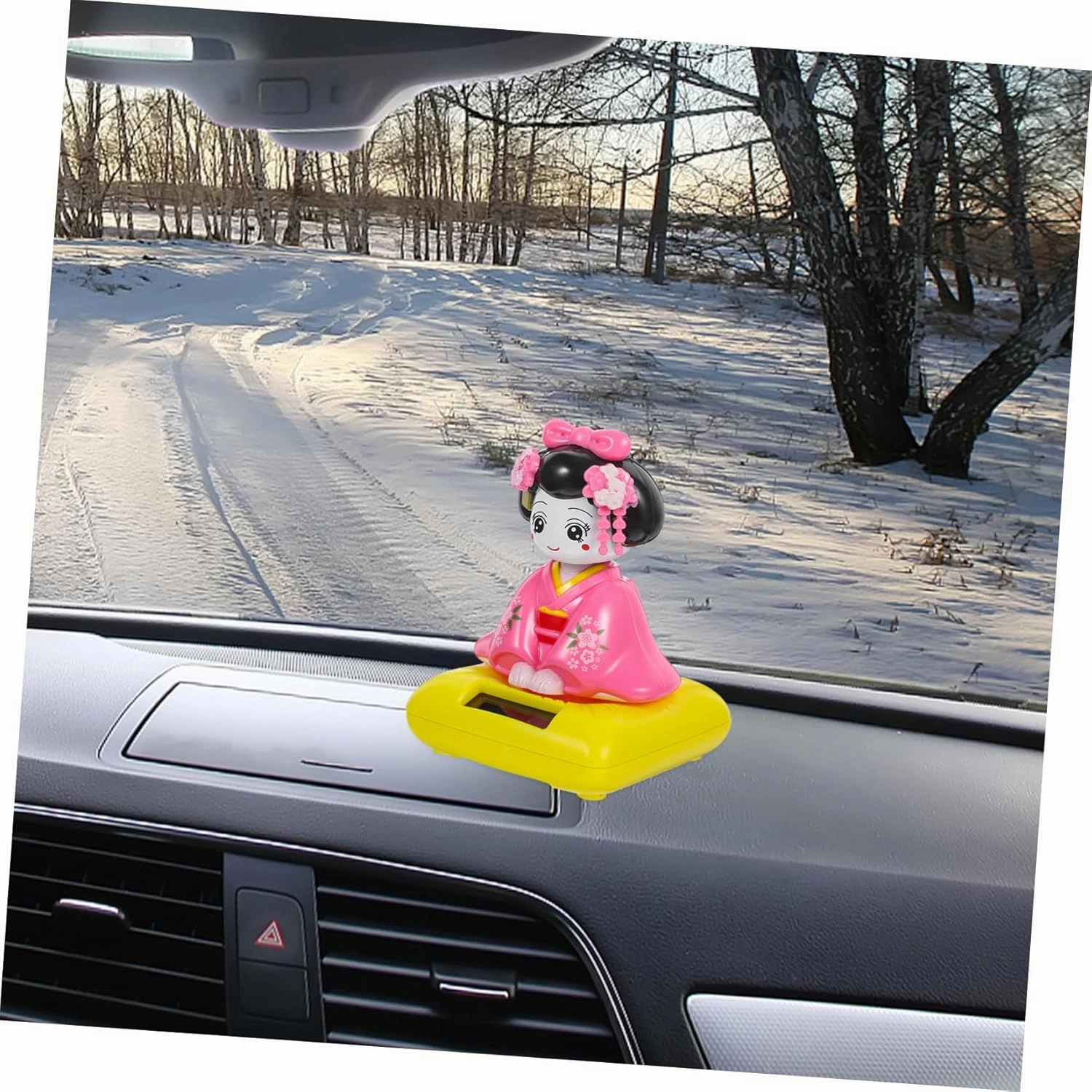 KICHOUSE Shaking Kimono Doll Figurine Cute Cartoon Ornament for Car Interior Delicate Decoration Cheerful Dashboard Accessory for Desktops Gardens