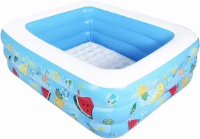 Kiddie Pool, 72"×58"×22" Inflatable Pool with Inflatable Soft Floor, Cool Summer Swimming Pool for Kids and Family, Blow Up Pool for Backyard, Garden, Indoor, or Outdoor