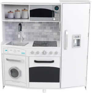 KidKraft Large Wooden Play Kitchen with Lights & Sounds, Icemaker, Play Phone, White, Gift for Ages 3 