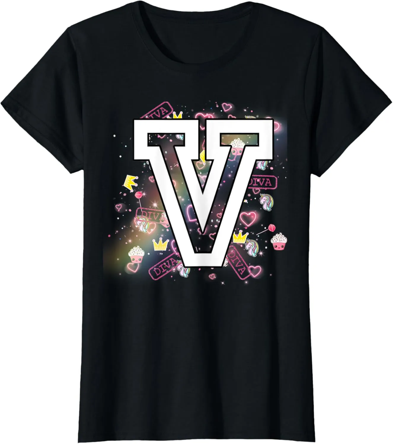 Kids Letter V Clothing For a Girl Who's Name Starts With V T-Shirt