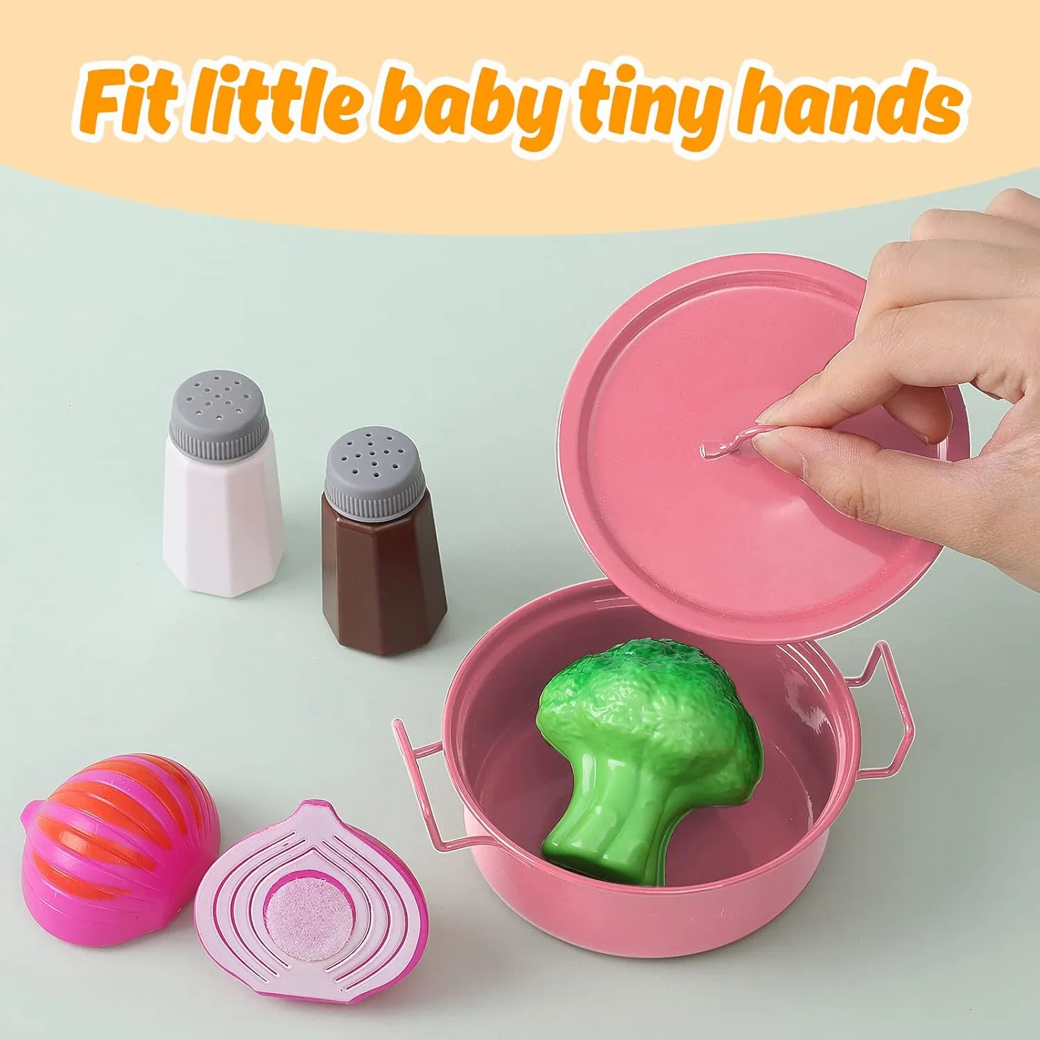 Kids Play Kitchen Toy Accessories Set Toddler Cooking Playset for Girls Boys Including Colorful Pots and Pans (Pink)