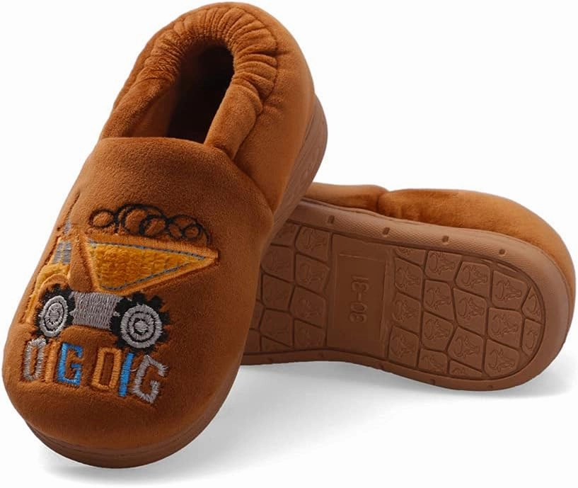 Kids Boys Girls Warm Slippers Kids Non-Slip Winter Indoor Household Shoes