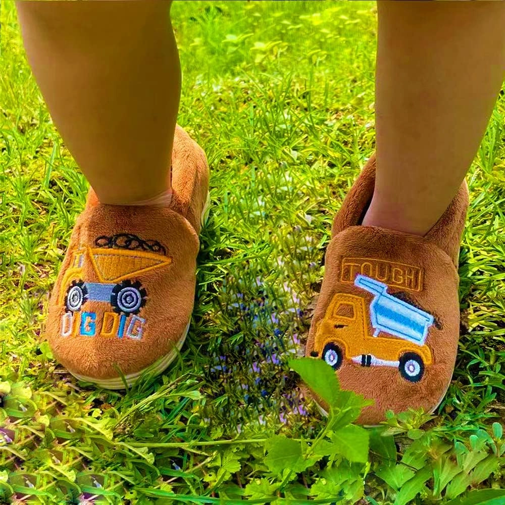 Kids Boys Girls Warm Slippers Kids Non-Slip Winter Indoor Household Shoes