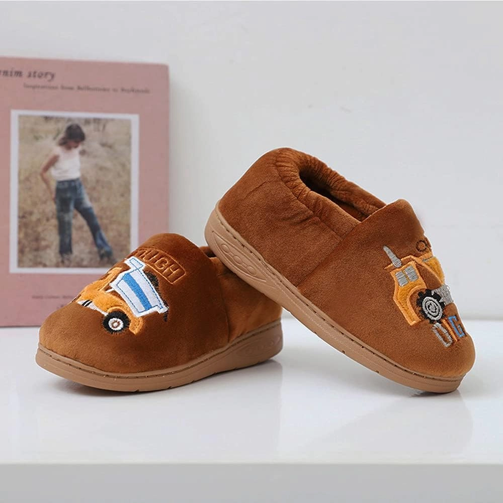Kids Boys Girls Warm Slippers Kids Non-Slip Winter Indoor Household Shoes