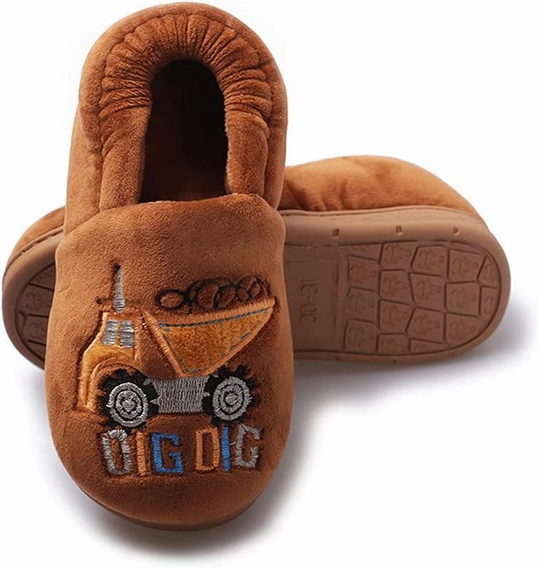 Kids Boys Girls Warm Slippers Kids Non-Slip Winter Indoor Household Shoes