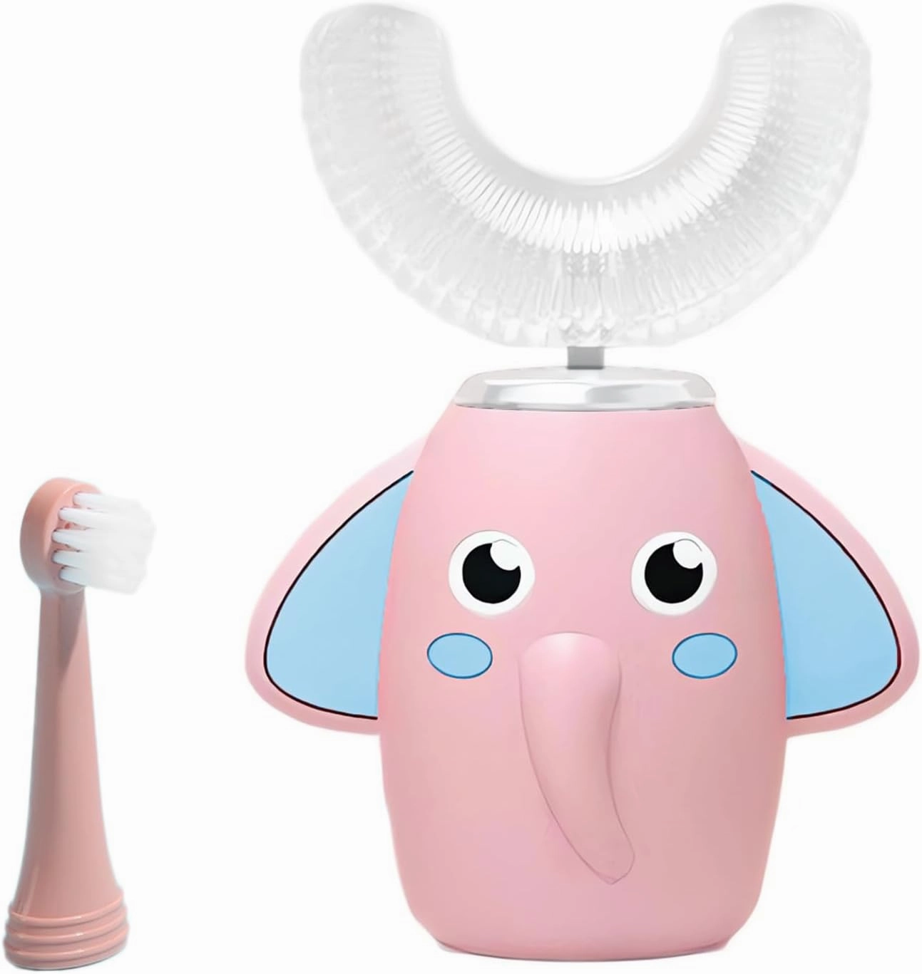 Kids Electric Toothbrush U-Shaped Ultrasonic IPX7 Waterproof Design with 2 Brush Head 3 Modes, 360° Full Mouth Cleaning Automatic Children Toothbrush for 2-12 Years Old (Pink, 2-12 Age)