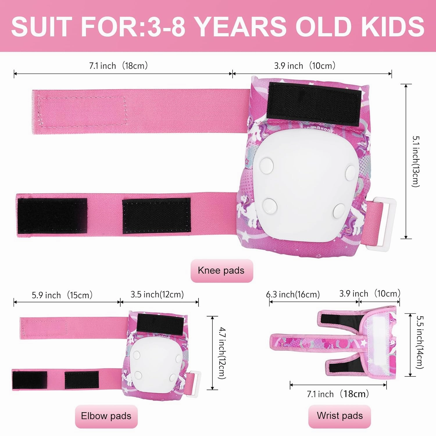 Kids Knee and Elbow Pads Set for Children Ages 3-5/5-8, Toddler Protective Gear Set for Roller Skating, Cycling, Skateboarding, Inline Skating, Scooter Riding Sports