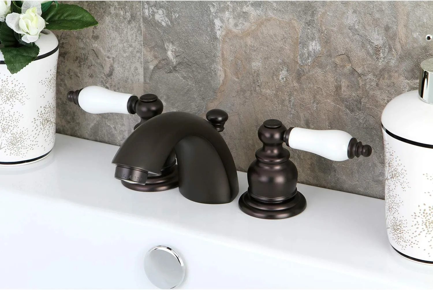 Kingston Brass KB945B Victorian Mini-Widespread Bathroom Faucet, Oil Rubbed Bronze, 4.5 x 3.5 x 2.06