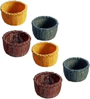 Kisangel 6pcs Miniature Basket Toy Realistic Dollhouse Accessories for Creative Decor Adorable Model Storage Baskets and Natural Colors for Miniature Furniture Display