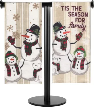 Kitchen Towels Set of 2 Tis The Season Snowman Snowflake Theme, Cotton 15" x 25"