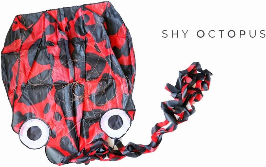 Kizh Kite Octopus Large Frameless Soft Parafoil Kites for Kids and Adults Easy Flyer Kite for Beach Park Garden Playground 150 Inchs Long Perfect Outdoor Fun(Red)