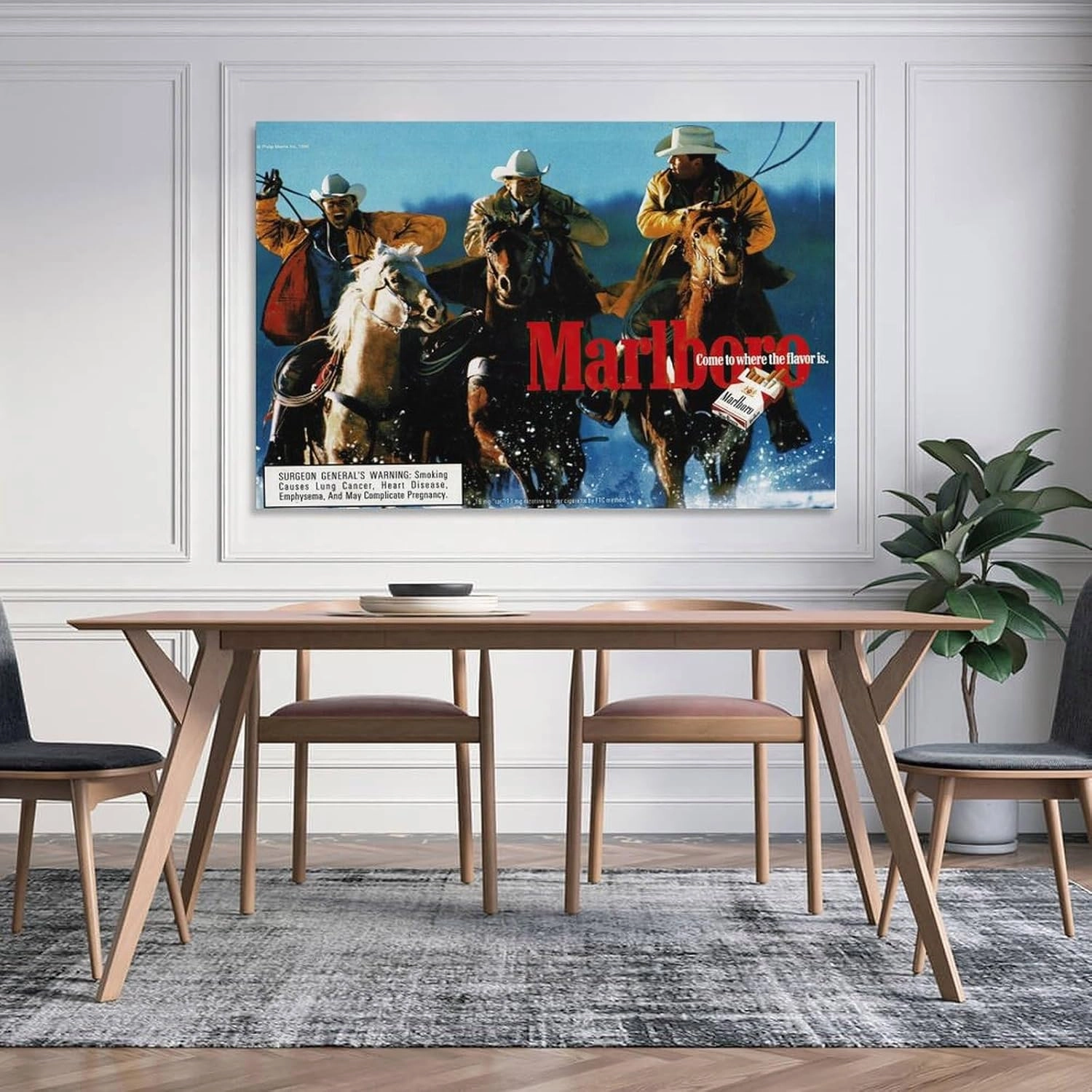 KJJLNRQ Marlboro Western Cowboy Canvas Wall Art Poster for Room Aesthetic and Decor - Living Room Bedroom Office - 24x36inch(60x90cm) Unframe-style