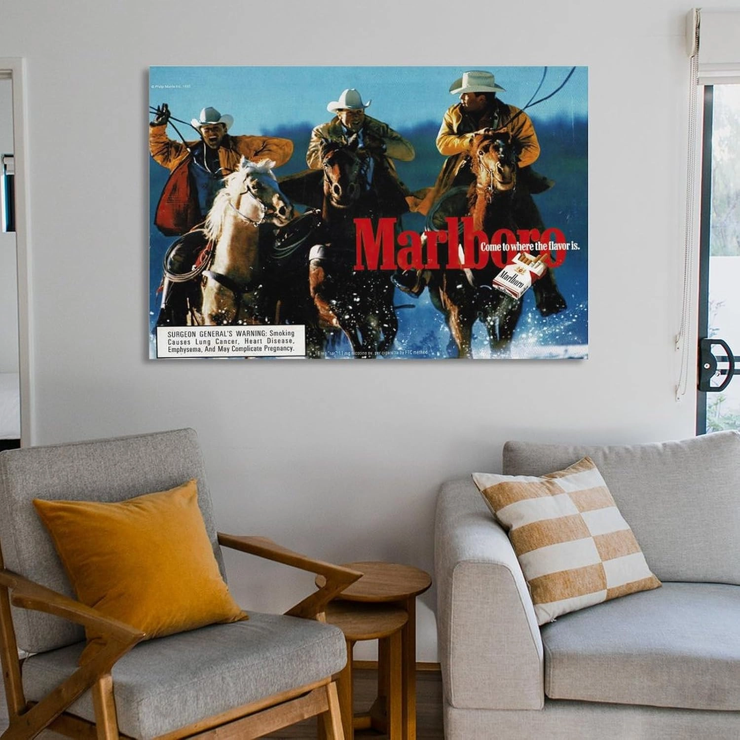 KJJLNRQ Marlboro Western Cowboy Canvas Wall Art Poster for Room Aesthetic and Decor - Living Room Bedroom Office - 24x36inch(60x90cm) Unframe-style