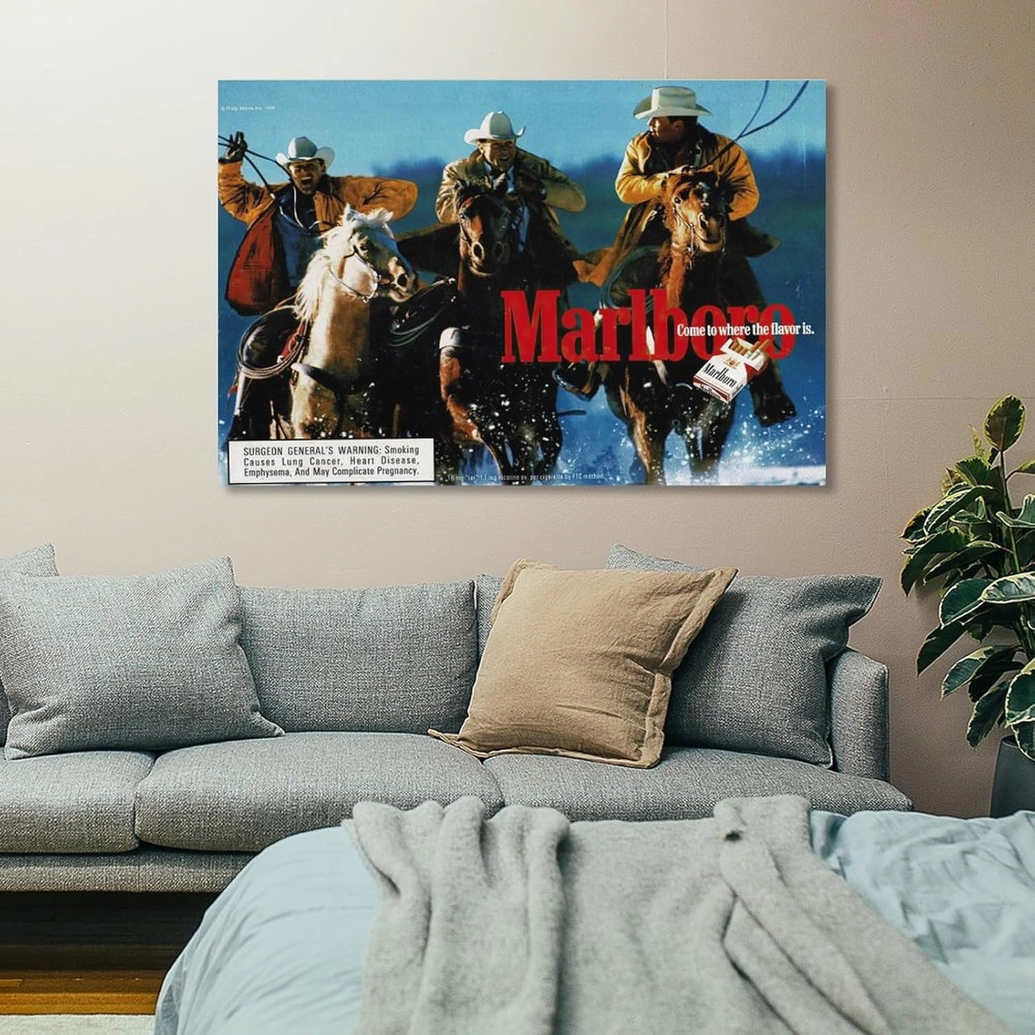 KJJLNRQ Marlboro Western Cowboy Canvas Wall Art Poster for Room Aesthetic and Decor - Living Room Bedroom Office - 24x36inch(60x90cm) Unframe-style