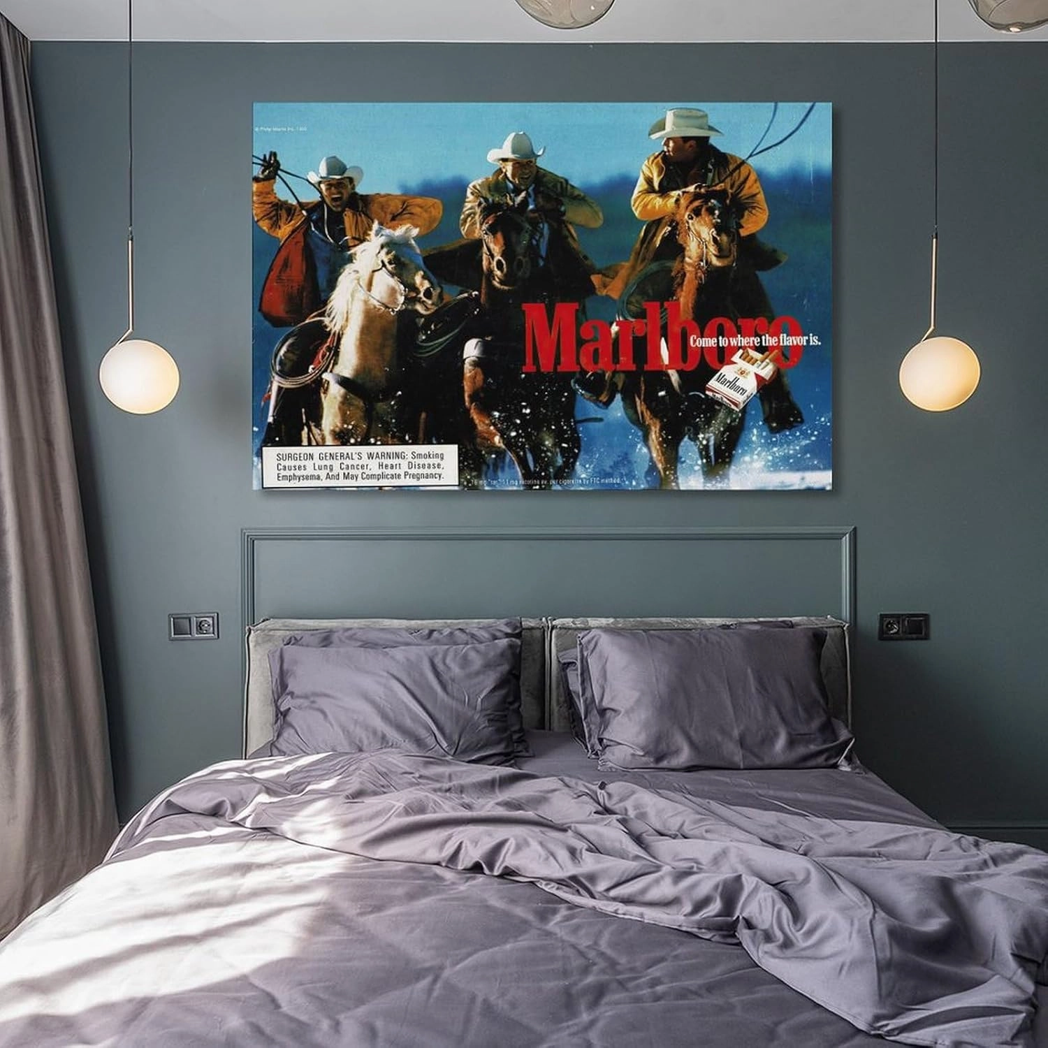 KJJLNRQ Marlboro Western Cowboy Canvas Wall Art Poster for Room Aesthetic and Decor - Living Room Bedroom Office - 24x36inch(60x90cm) Unframe-style