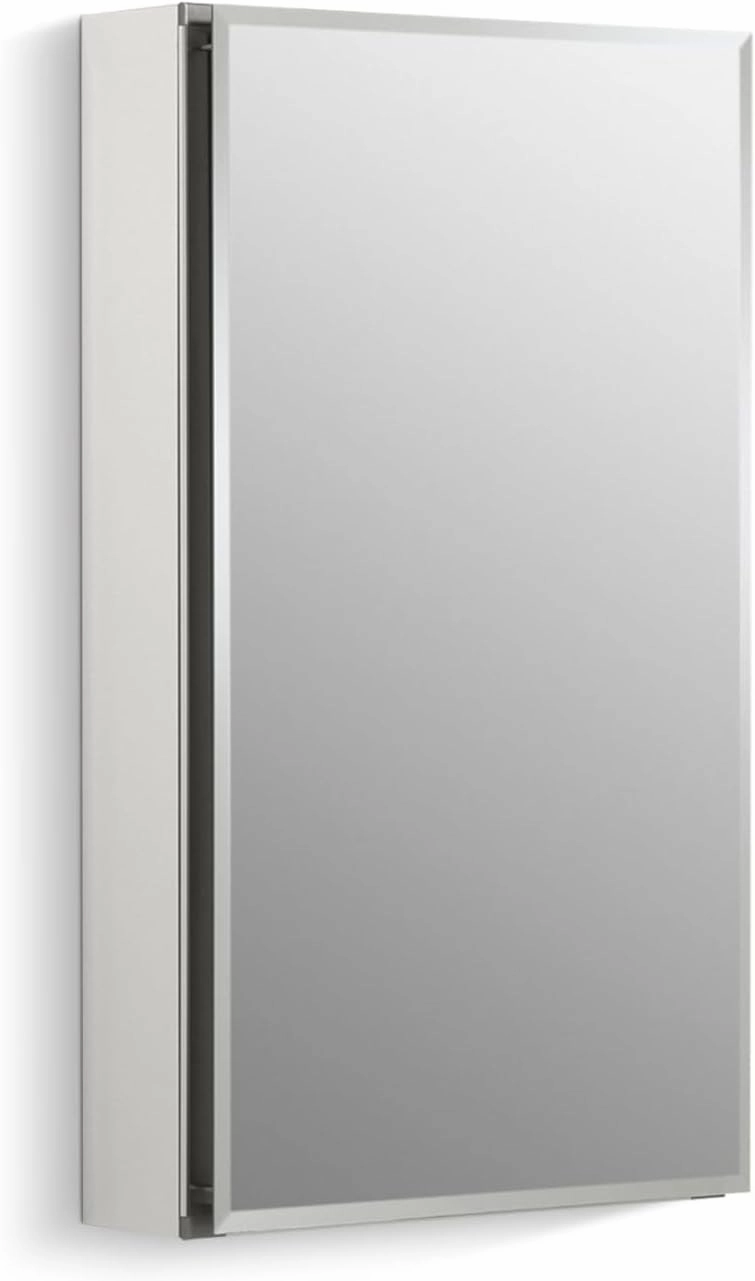 KOHLER K-CB-CLC1526FS Beveled Medicine Cabinet with Mirror Door & Adjustable Shelves, Rectangular Beveled Edge Frame, 15" x 26"