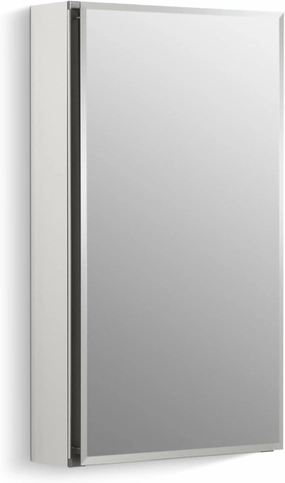 KOHLER K-CB-CLC1526FS Beveled Medicine Cabinet with Mirror Door & Adjustable Shelves, Rectangular Beveled Edge Frame, 15" x 26"