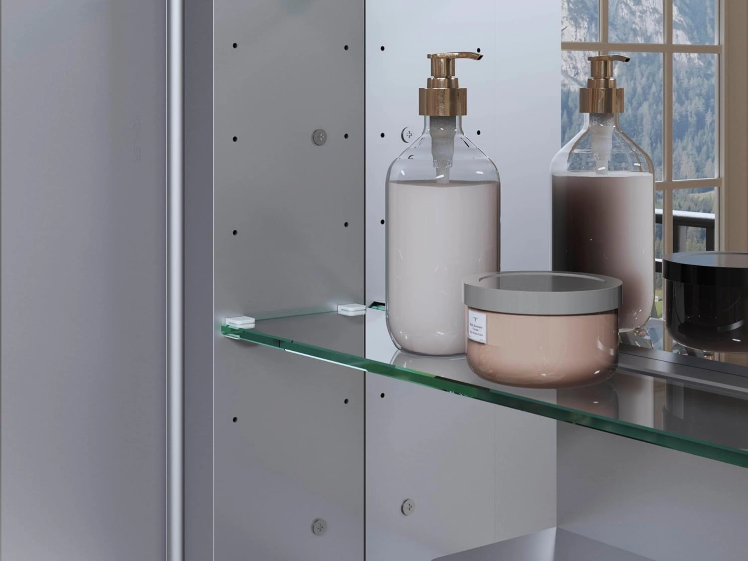 KOHLER Verdera Medicine Cabinet, 15" x 30", Capsule Design, Mirrored Interior, Adjustable Glass Shelves, Rustproof Anodized Aluminum, K-35573-NFC-NA