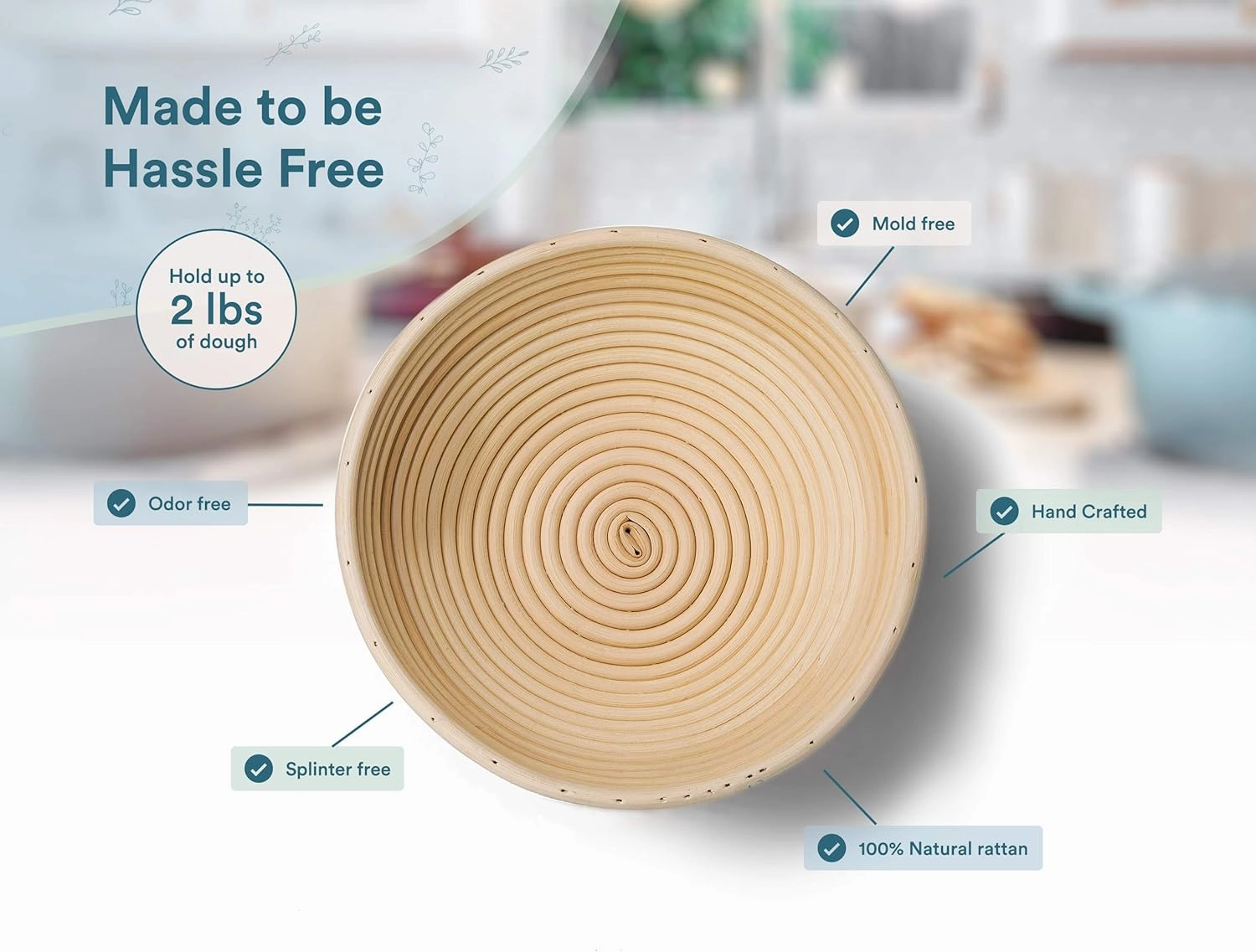 Kook Proofing Set, Sourdough Bread, 2 Rattan 9 Inch Banneton Baskets, 2 Basket Covers, Metal Scraper, Plastic Scraper, Scoring Lame, 5 Blades and Case, Baking Kit, Dough Bowls, Round Shape