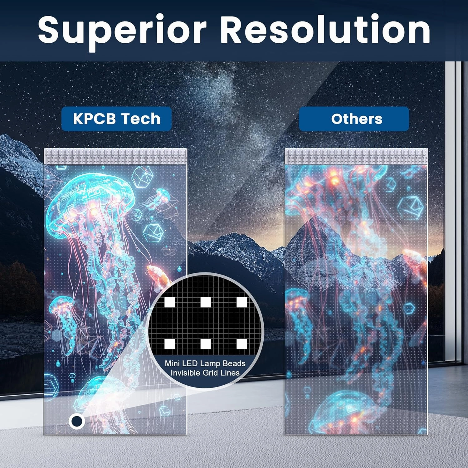 KPCB Tech P10 LED Flexible Transparent Film Screen with High Transparency, LED Smart Film with Foldable & Lightweight for Glass Wall (39.4'' X 15.6'')