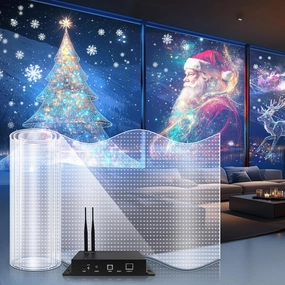 KPCB Tech P10 LED Flexible Transparent Film Screen with High Transparency, LED Smart Film with Foldable & Lightweight for Glass Wall (39.4'' X 15.6'')