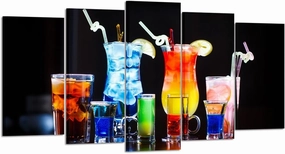 KREATIVE ARTS - Large 5 Pieces Colorful Alcohol Cocktails Canvas Prints Drinks Wall Art Modern Photography Artwork and Easy Wall Hanging for Kitchen Room Bar Pub Walls Decor (Large Size 60x32inch)