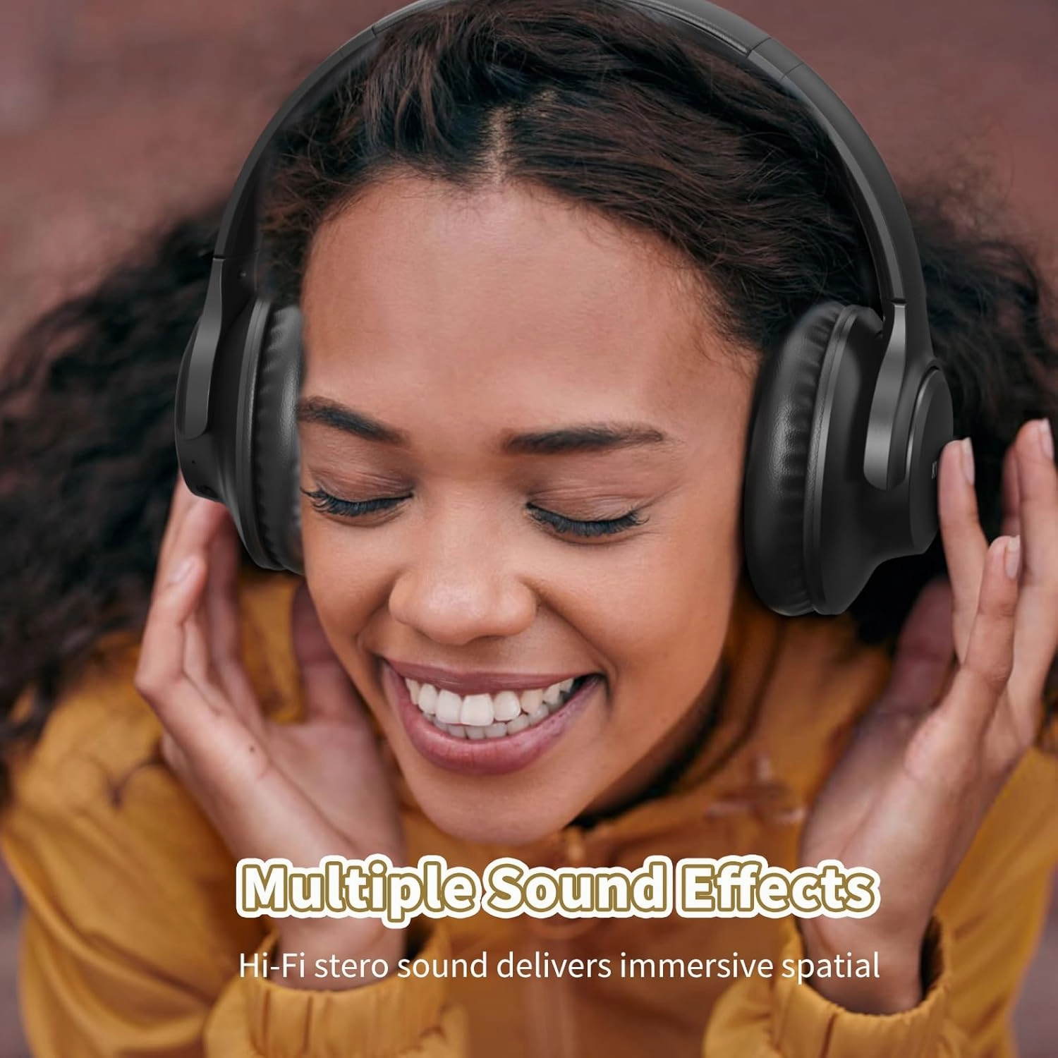 KVIDIO Bluetooth Headphones Over Ear, 65 Hours Playtime Wireless Headphones with Microphone, Foldable Lightweight Headset with Deep Bass, HiFi Stereo Sound for Travel Work Cellphone