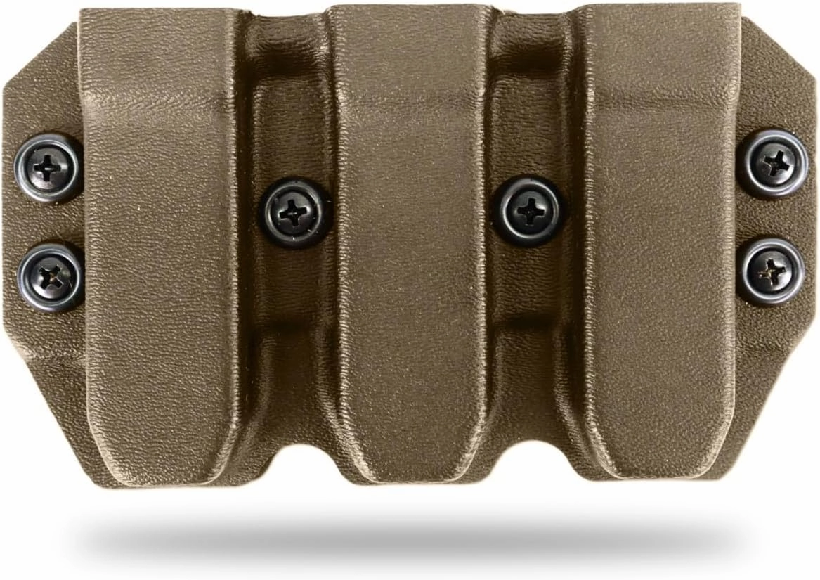 Kydex Duty Style Triple Mag Carrier | Veteran Made in The USA | Premium Mag Holster Pouch with Combat Belt Clip for Double Stack Mags