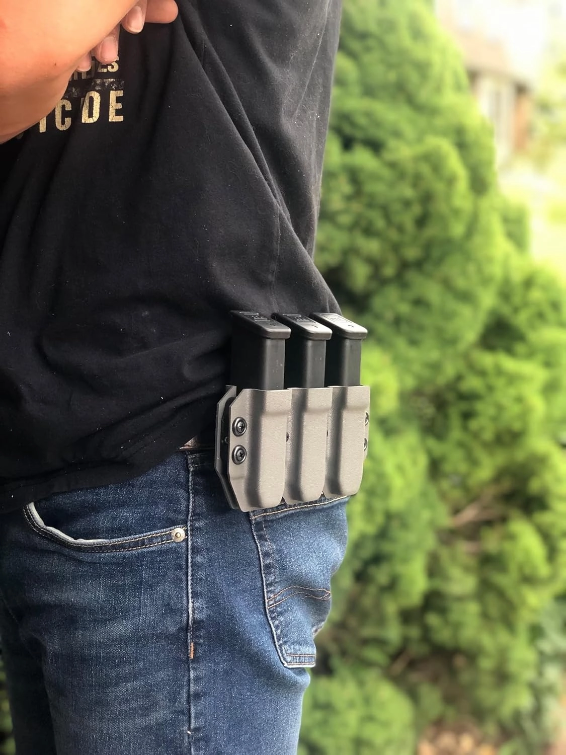 Kydex Duty Style Triple Mag Carrier | Veteran Made in The USA | Premium Mag Holster Pouch with Combat Belt Clip for Double Stack Mags