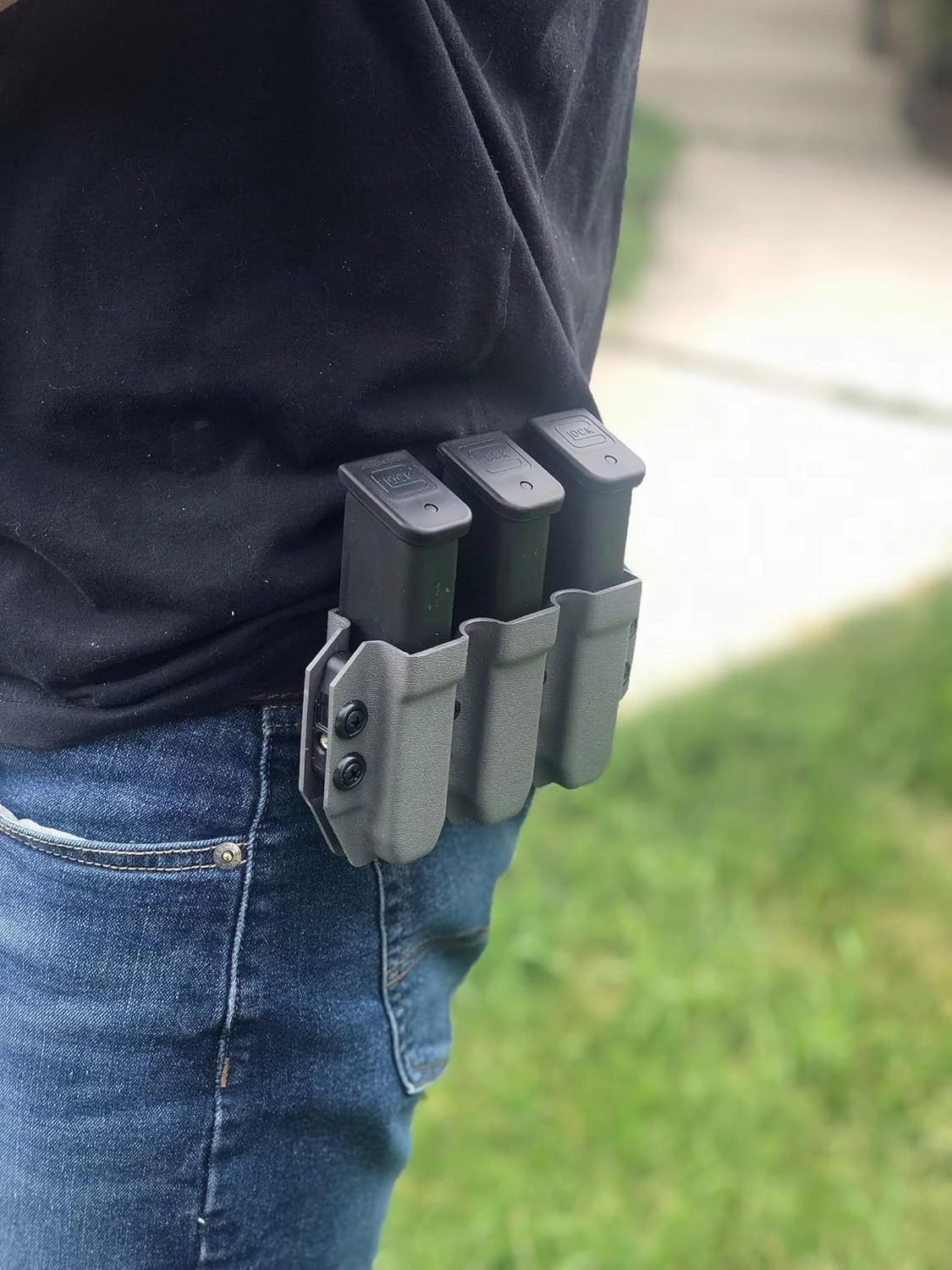 Kydex Duty Style Triple Mag Carrier | Veteran Made in The USA | Premium Mag Holster Pouch with Combat Belt Clip for Double Stack Mags