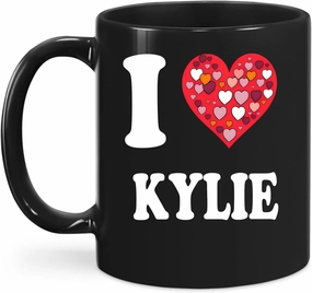 Kylie Colorful I Heart Kylie First Name I Love Kylie Personalized Birthday W11 Coffee Mugs 11oz Black
