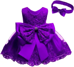 Lace Flower Girls Tutu Dress for Kids Baby Christening Baptism Communion Birthday Party Formal Wedding Dresses Headwear