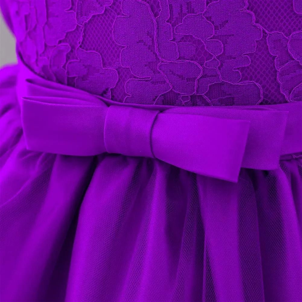 Lace Flower Girls Tutu Dress for Kids Baby Christening Baptism Communion Birthday Party Formal Wedding Dresses Headwear