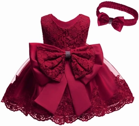 Lace Flower Girls Tutu Dress for Kids Baby Christening Baptism Communion Birthday Party Formal Wedding Dresses Headwear