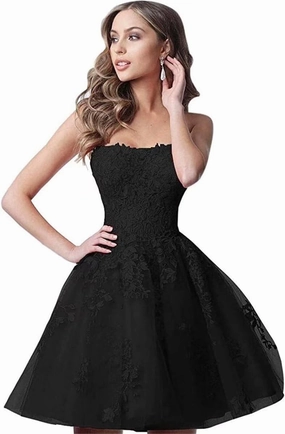 Lace Homecoming Dresses Short A Line Strapless Formal Cocktail Party Gowns