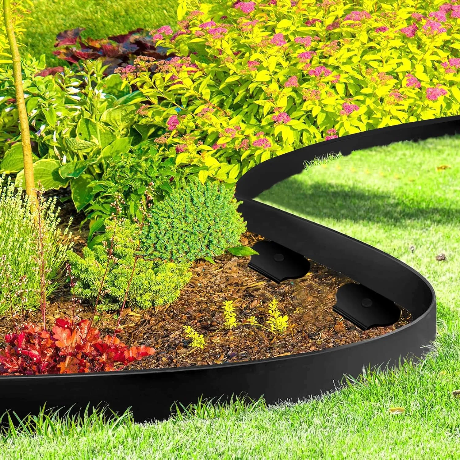 Landscape Edging - Garden Edging Border 40FT 2IN Tall with 60 Stakes, No Dig Lawn Edging for Landscaping for Garden Bed, Yard, 0.15" Thick Flower Bed Border Edging with Connector for Outdoor