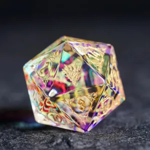 LANGWEI DND Dice Set, Pretty Colorful Crystal Polyhedral Dice with Dragon Pattern, Role Playing Dice for Table Games, D&D,TRPG,D20
