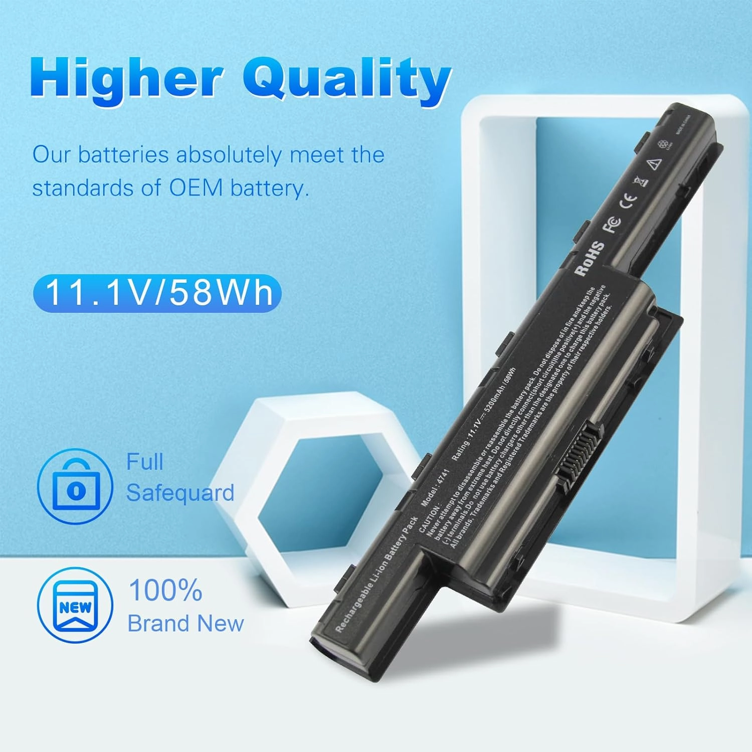 Laptop Battery for Gateway NE56R NE56R31U NE56R41U NV53A NV53A24U NV55C NV55C03U NV59C [6-Cell 5200mAh/56Wh] - High Performance -Futurebatt