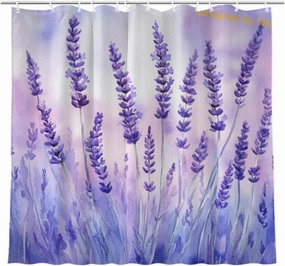 Lavender Purple Flowers Shower Curtain Durable Waterproof Fabric Bathtub Sets Home Fabric Bathroom Shower Curtain Set with Hooks 72x72 Inch