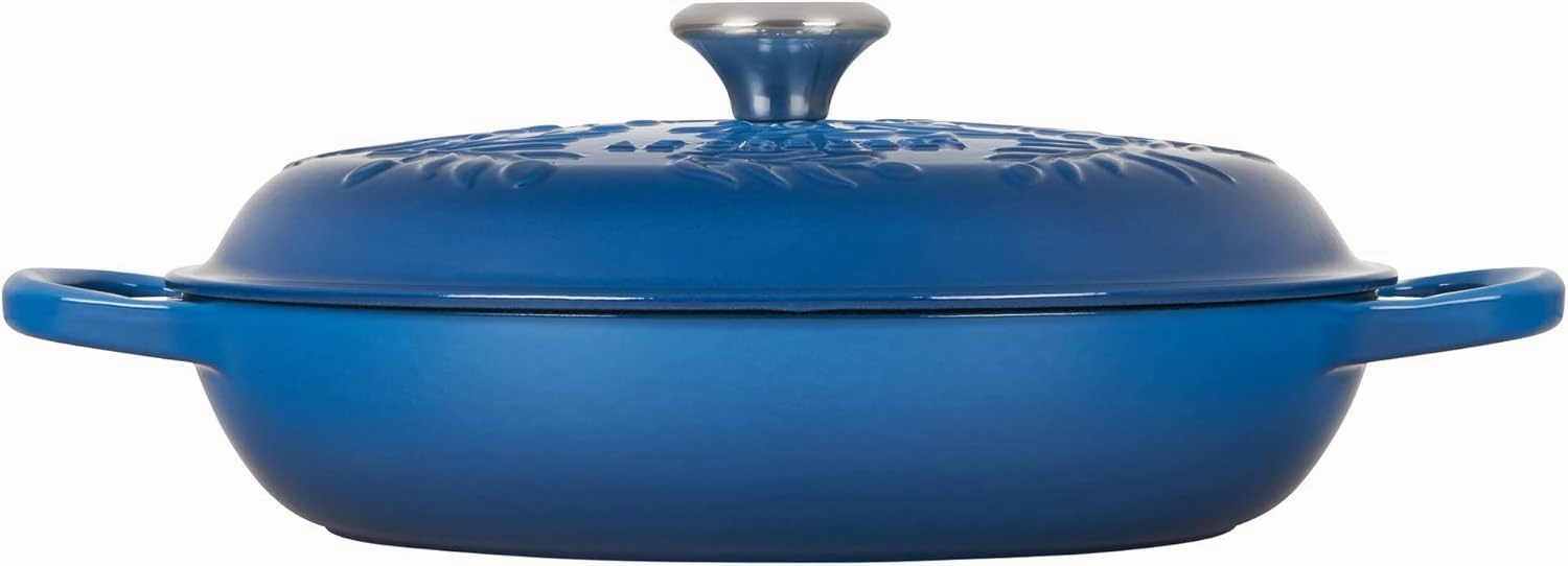 Le Creuset Olive Branch Collection Enameled Cast Iron Signature Braiser, 3.5 qt., Marseille with Embossed Lid