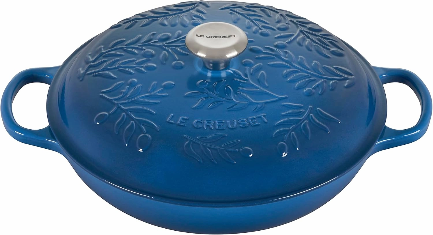 Le Creuset Olive Branch Collection Enameled Cast Iron Signature Braiser, 3.5 qt., Marseille with Embossed Lid
