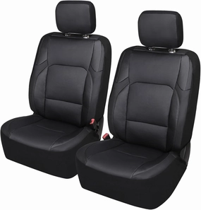 Leader Accessories Faux Leather Universal Car Front Seat Covers 2 pcs/Set Black Airbag Compatible with Headrest Cover
