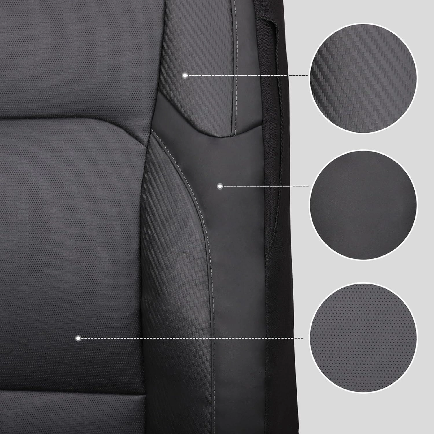 Leader Accessories Faux Leather Universal Car Front Seat Covers 2 pcs/Set Black Airbag Compatible with Headrest Cover