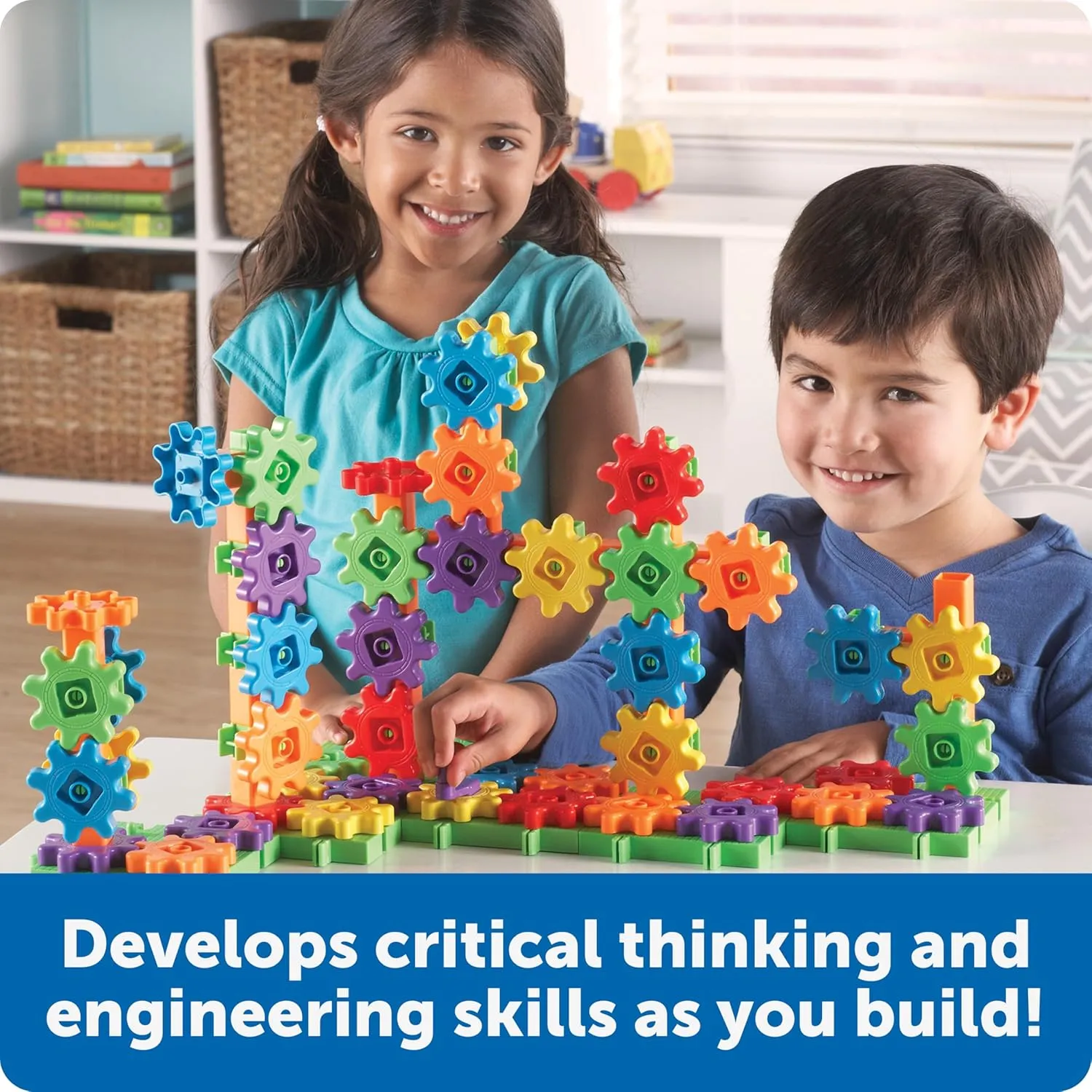 Learning Resources Gears! Gears! Gears! 100-Piece Deluxe Building Set - Ages 3 , Preschool Building Sets, Gears Toys for Kids, STEM Toys for Toddlers, Construction Toy Set