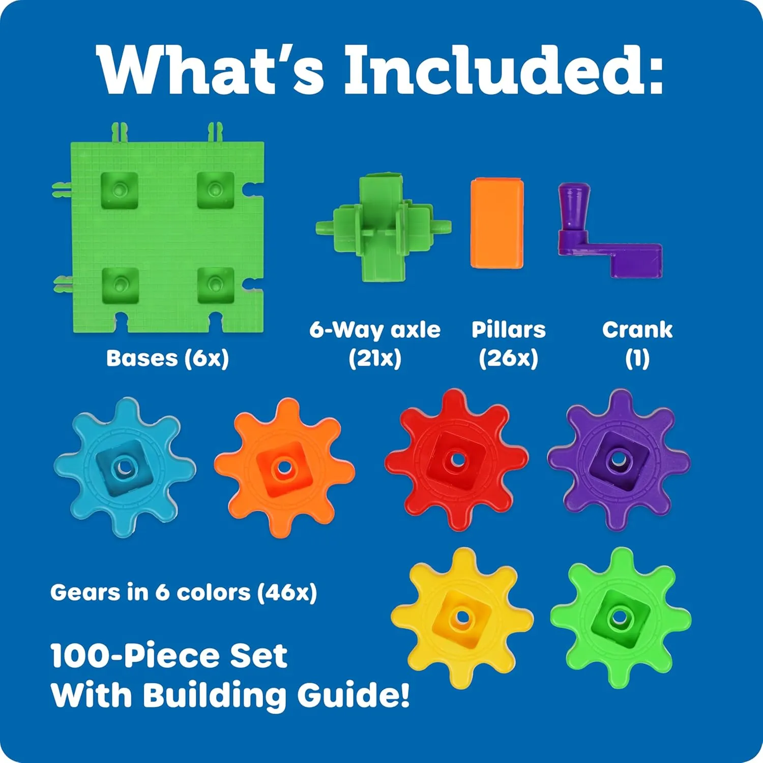 Learning Resources Gears! Gears! Gears! 100-Piece Deluxe Building Set - Ages 3 , Preschool Building Sets, Gears Toys for Kids, STEM Toys for Toddlers, Construction Toy Set