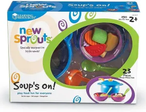 Learning Resources New Sprouts Soup's On!, Pretend Play Food Set, Kitchen Toys, 23 Pieces, Ages 5 