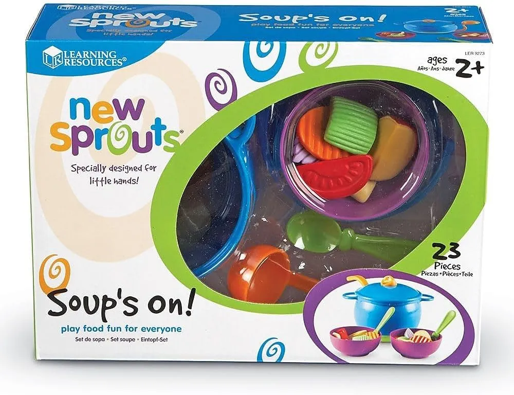 Learning Resources New Sprouts Soup's On!, Pretend Play Food Set, Kitchen Toys, 23 Pieces, Ages 5 