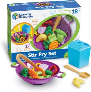 Learning Resources New Sprouts Stir Fry Play Food Set, Pretend Play Toys for Toddlers, Kitchen Toys, 17 Piece Set, Ages 18 mos 