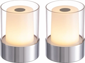 LED 4" inch Touch Night Light for Nursery Baby Kids Set of 2 (Chrome), Small Outdoor Waterproof Lamp for Bathroom Camping, Rechargeable Cordless Table Lamp for Bar Bedside Restaurant Gifts